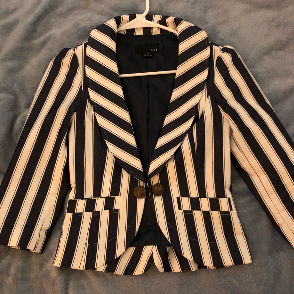 Navy and white blazer